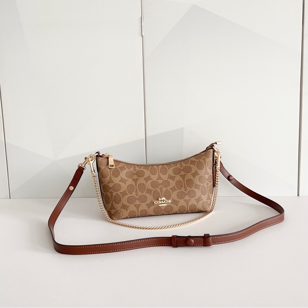 Coach Chain Shoulder Bag Brown Crossbody Classic Chic